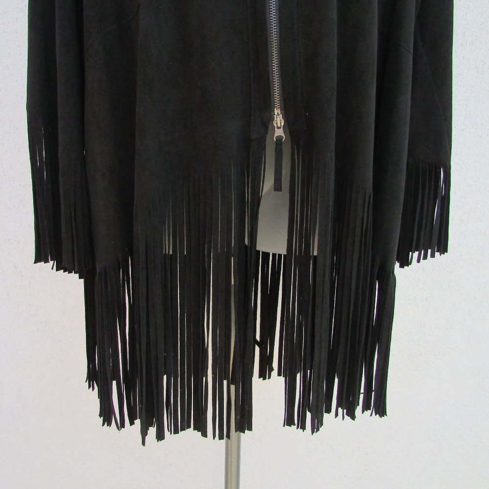 Democracy black faux suede fringe jacket 1X - Picture 5 of 8